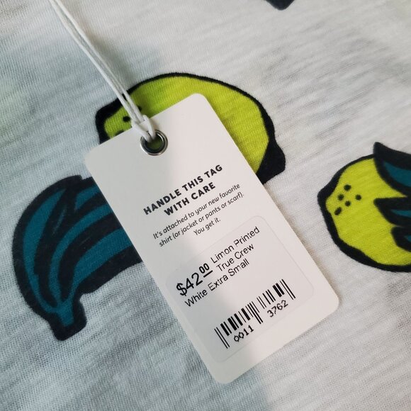 Marine Layer Women's Shirt size XS white lemon printed Crew Supima short Sleeve - Picture 7 of 12